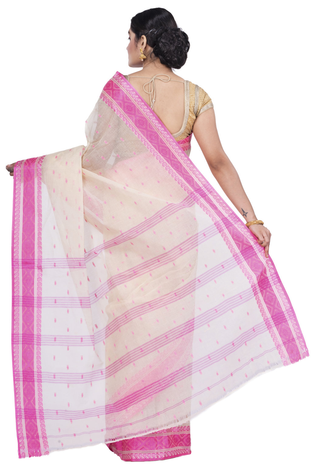 Pink Pure Cotton Boysko_Tant Tant Saree (842)